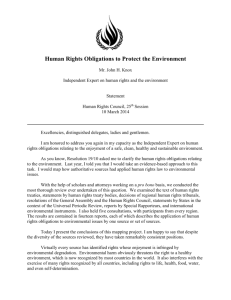 Human Rights Obligations to Protect the Environment