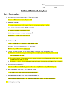 Weather Unit Assessment – Study Guide Ch. 1 – The Atmosphere