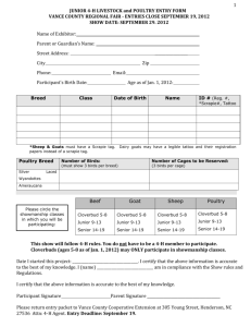 JUNIOR 4-H LIVESTOCK and POULTRY ENTRY FORM VANCE
