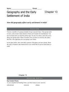 How did geography affect early settlement in India?