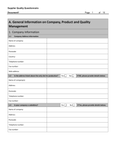 General Company Information and Quality Management