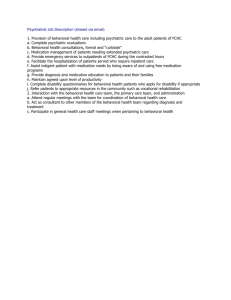 Psychiatrist Job Description (shared via email) 1. Provision of
