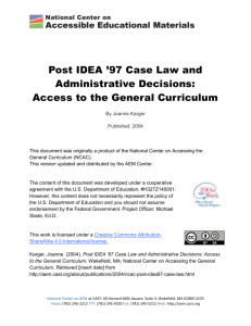 Post IDEA *97 Case Law and Administrative Decisions: Access to