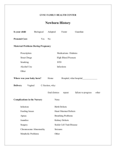 Health History Form Under 1 Year Old