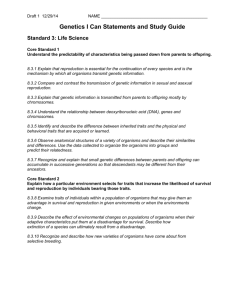 Genetics I Can Statements and Study Guide Standard 3: Life Science