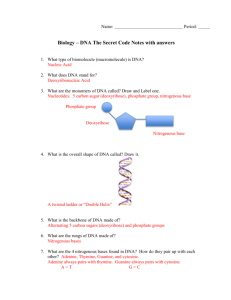Honors Biology * The Race to Discover DNA