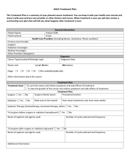 Asco Treatment Summary And Survivorship Care Plan For Small Cell Cancer Treatment Plan And Summary Templates