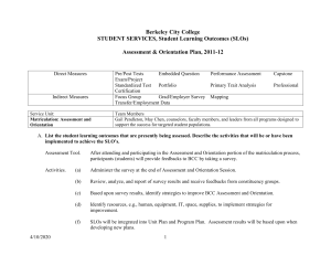 Assessment & Orientation Plan, 2011-12