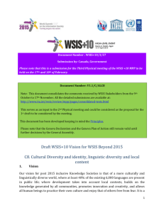 Document Number : WSIS+10/3/57 Submission by: Canada
