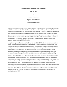 House Healthcare Efficiencies Study Committee Sept 22, 2015 By