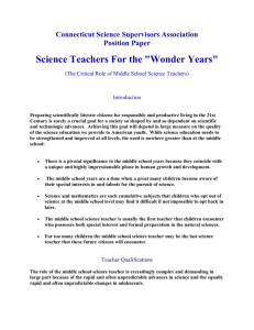 Science Teachers for the Wonder Years