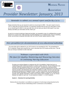 Provider Newsletter January 2013