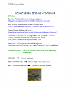 SNC 1D Endangered Species of Canada