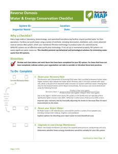 Reverse Osmosis system checklist