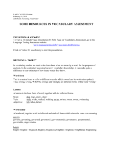 some resources in vocabulary assessment
