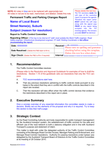 Permanent Traffic and Parking Changes Report Version 2.0