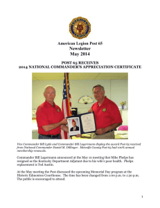 May 2014 Newsletter - the American Legion Kentucky Post 65