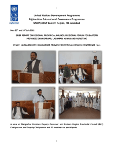 Eastern Region - Provincial Council Regional Forum in Jalalabad