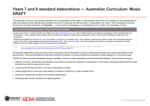 Years 7 to 8 standard elaborations * Australian Curriculum: Music