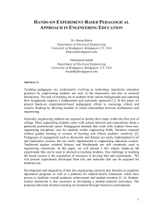 Hands-on Experiment-Based Pedagogical Approach in Engineering