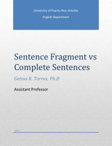 Sentence Fragment vs Complete Sentences