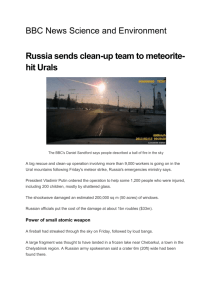 Russia sends clean-up team to Meteorite hit Urals