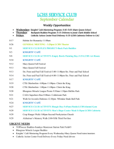 LCHS SERVICE CLUB September Calendar Weekly Opportunities