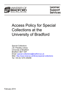Access Policy, Special Collections, University of Bradford Feb 2014