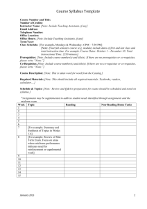 Course Syllabus Template - Institutional Research (Office)