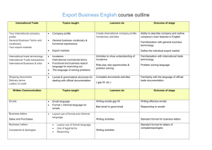 Export Business English course outline