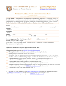 Postdoctoral Fellowship Application Form: Part 1