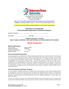 Environmental Specialist Certificate