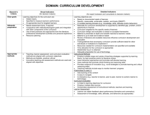 Curriculum Development Domain Worksheet