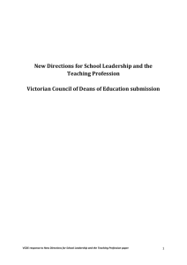 New Directions for School Leadership and the Teaching Profession