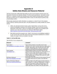 Safety Data Sheets and Resource Material