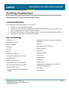 Building Assessment - Weatherization Assistance Program