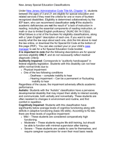 New Jersey Special Education Classifications