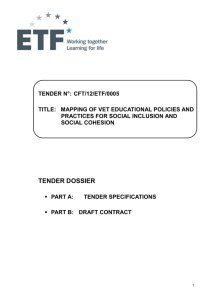 Tender Specifications - European Training Foundation