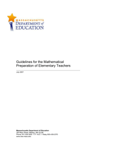 Guidelines for the Mathematical Preparation of Elementary Teachers