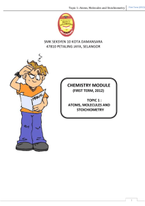 Topic 1: Atoms, Molecules and Stoichiometry