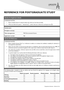 Lancaster University Postgraduate reference form