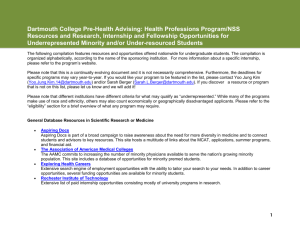 Health Professions Program/NSS Resources and Research