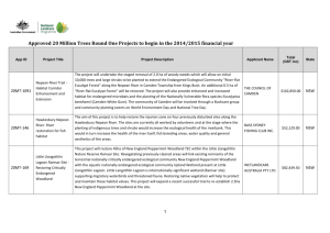 Approved 20 Million Trees Round One Projects to begin in the 2014