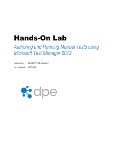 Authoring and Running Manual Tests using Microsoft Test Manager