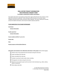 Oral History Project Information and Consent form