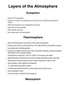 Layers of the Atmosphere Exosphere