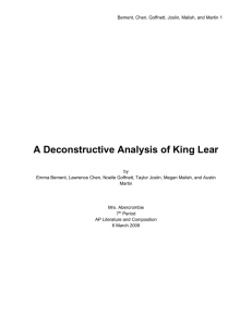 Deconstruction Critical Theory: King Lear Analysis