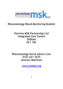 Blood Monitoring Booklet - Pennine MSK Partnership