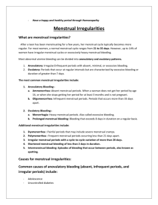 Causes for menstrual irregularities