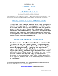 Charlotte County Agreed Case Management Plan and Order And
